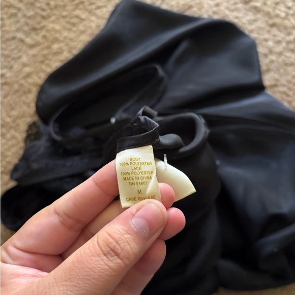 Vtg Victoria’s Secret Gold Label Babydoll Sheer Lace Maxi Slip Dress M Black - Picture 6 of 7